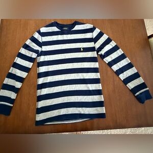 Polo by Ralph Lauren Men's Long Sleeve Shirt - navy Blue and Gray Stripes